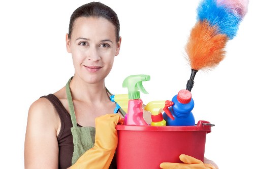 Carpet cleaning team sorting recyclable materials responsibly