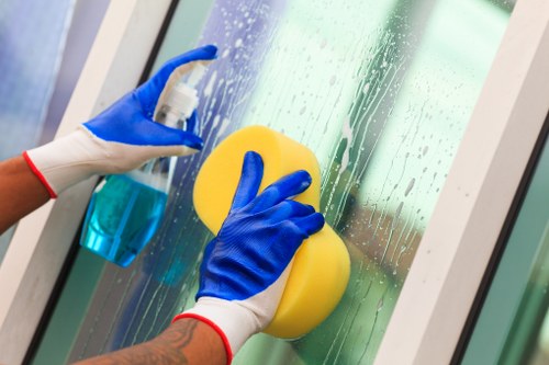 Professional cleaner carrying out domestic cleaning in KT6